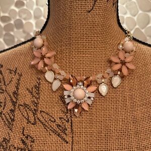 New York & Company Pink and Gold Statement Necklace